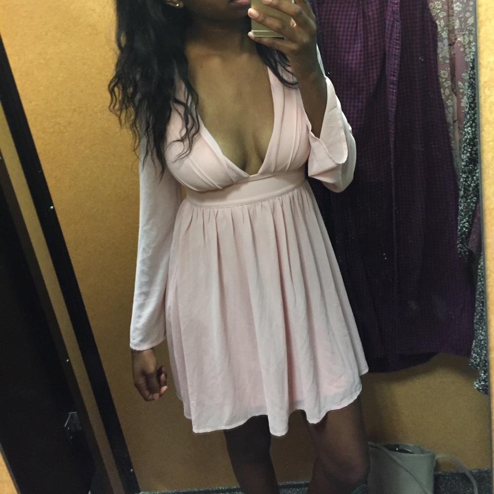 Low cut pink dress